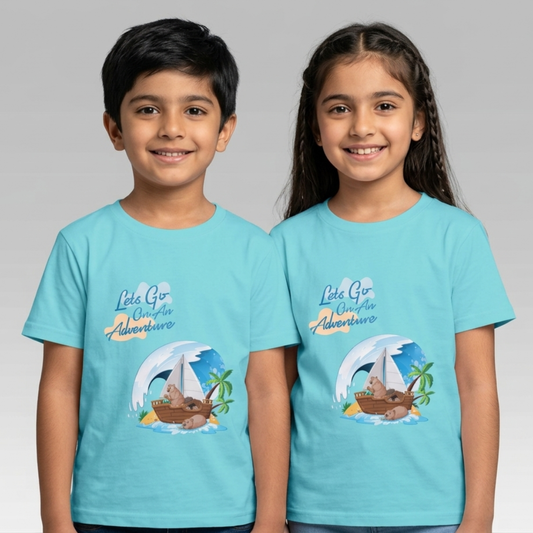 Sky Blue Beach Print T-Shirt