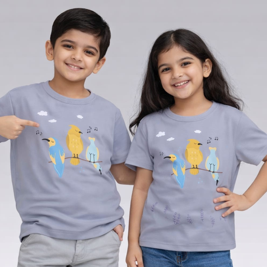 Grey Bird Print T-Shirt