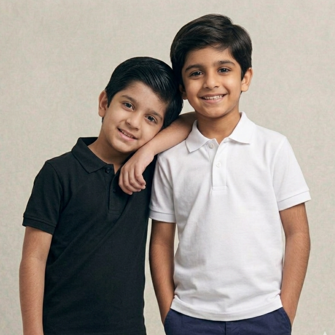Black & White Plain Polo (Pack of 2)
