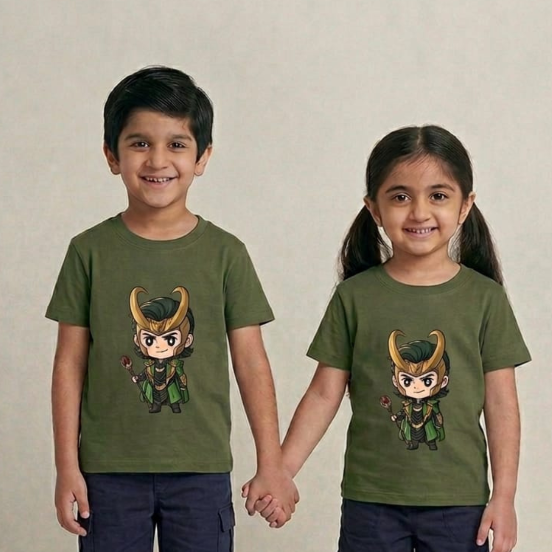 Olive Green Loki Print T-Shirt
