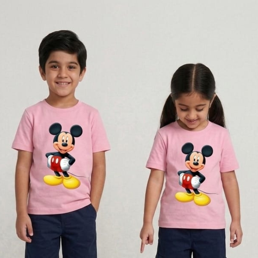 Pink Junior Mickey Print T-Shirt