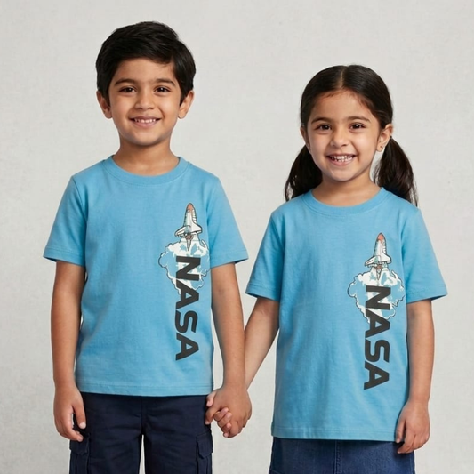 Sky Blue Nasa Print T-Shirt