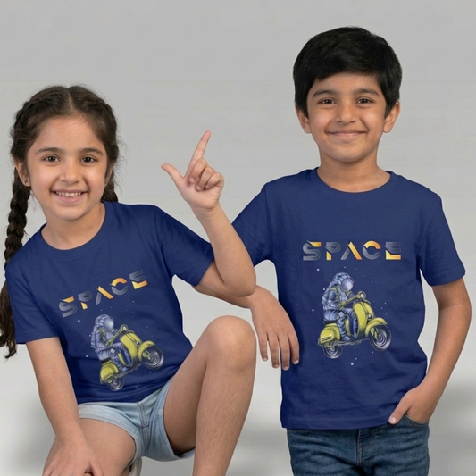 Blue Space Print T-Shirt