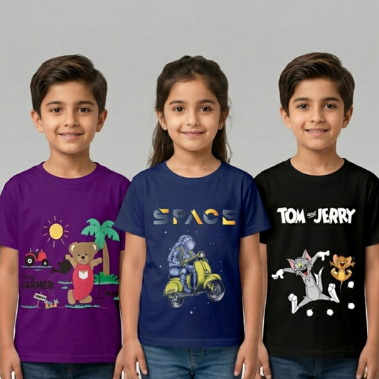 Tom & Jerry, Space & Farmer Tees (Pack of 3)