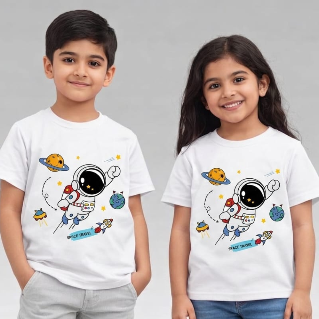 White Astronaut Print T-Shirt