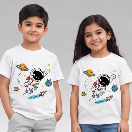 White Astronaut Print T-Shirt