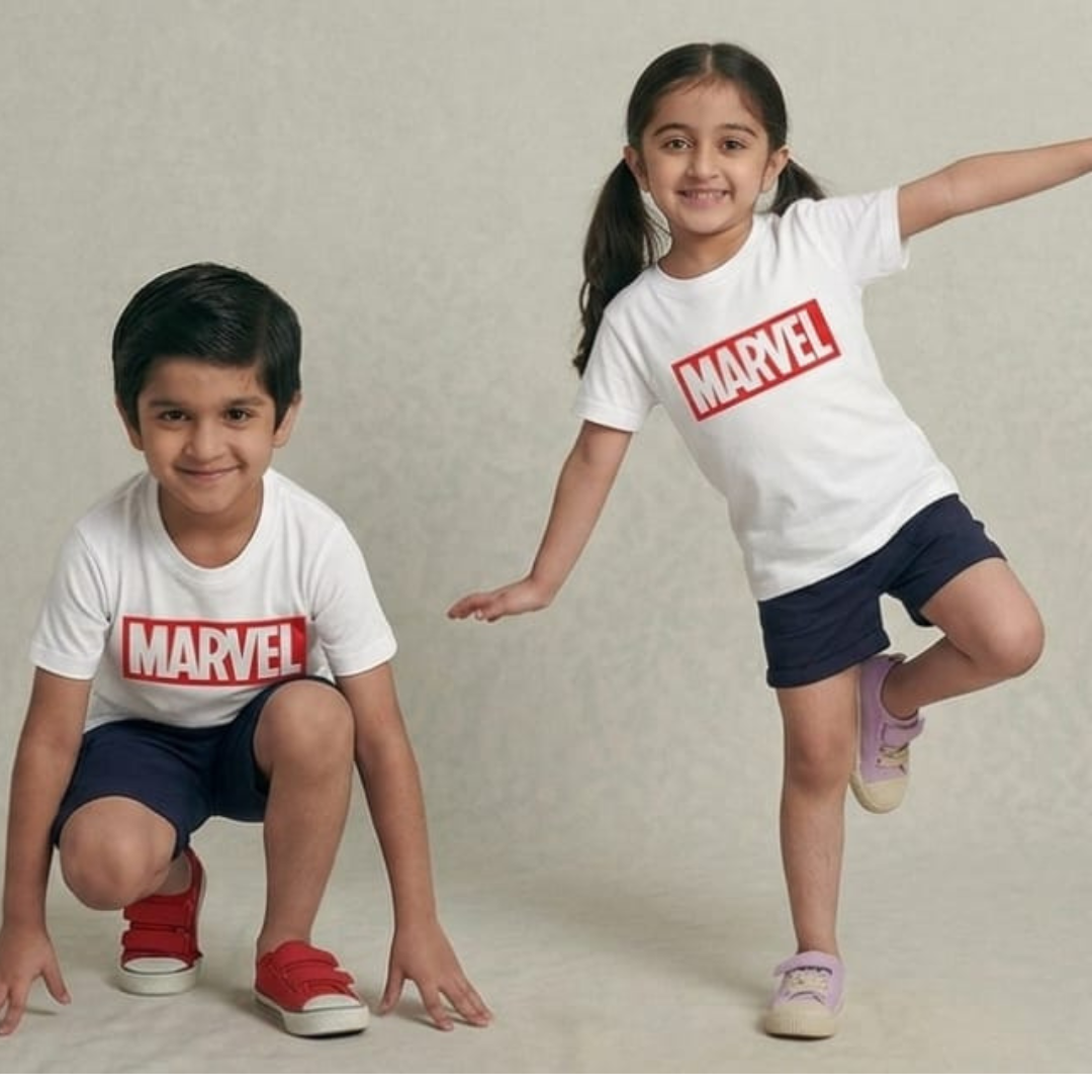 White Marvel Print T-Shirt