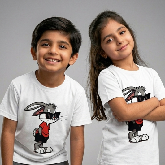 White Bunny Print T-Shirt