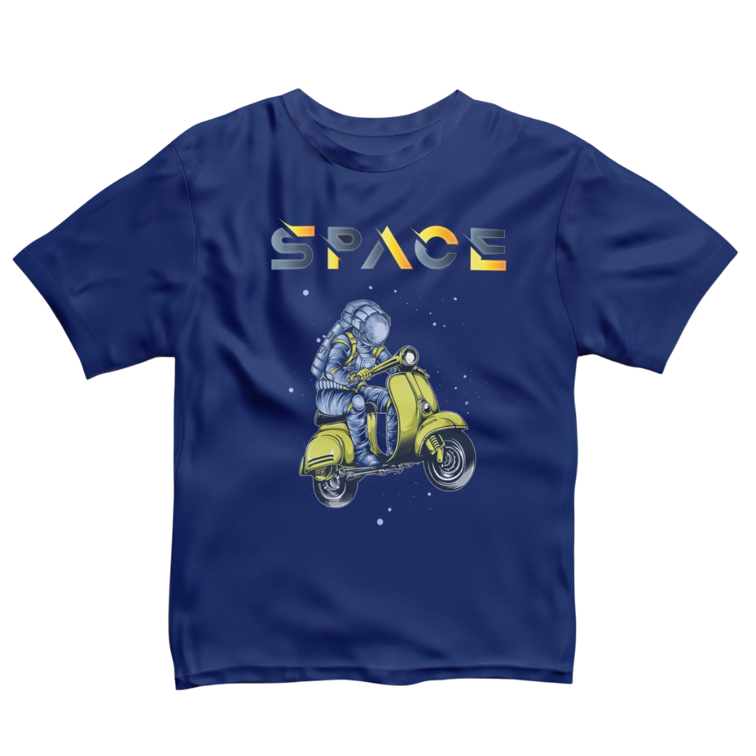 Blue Space Print T-Shirt