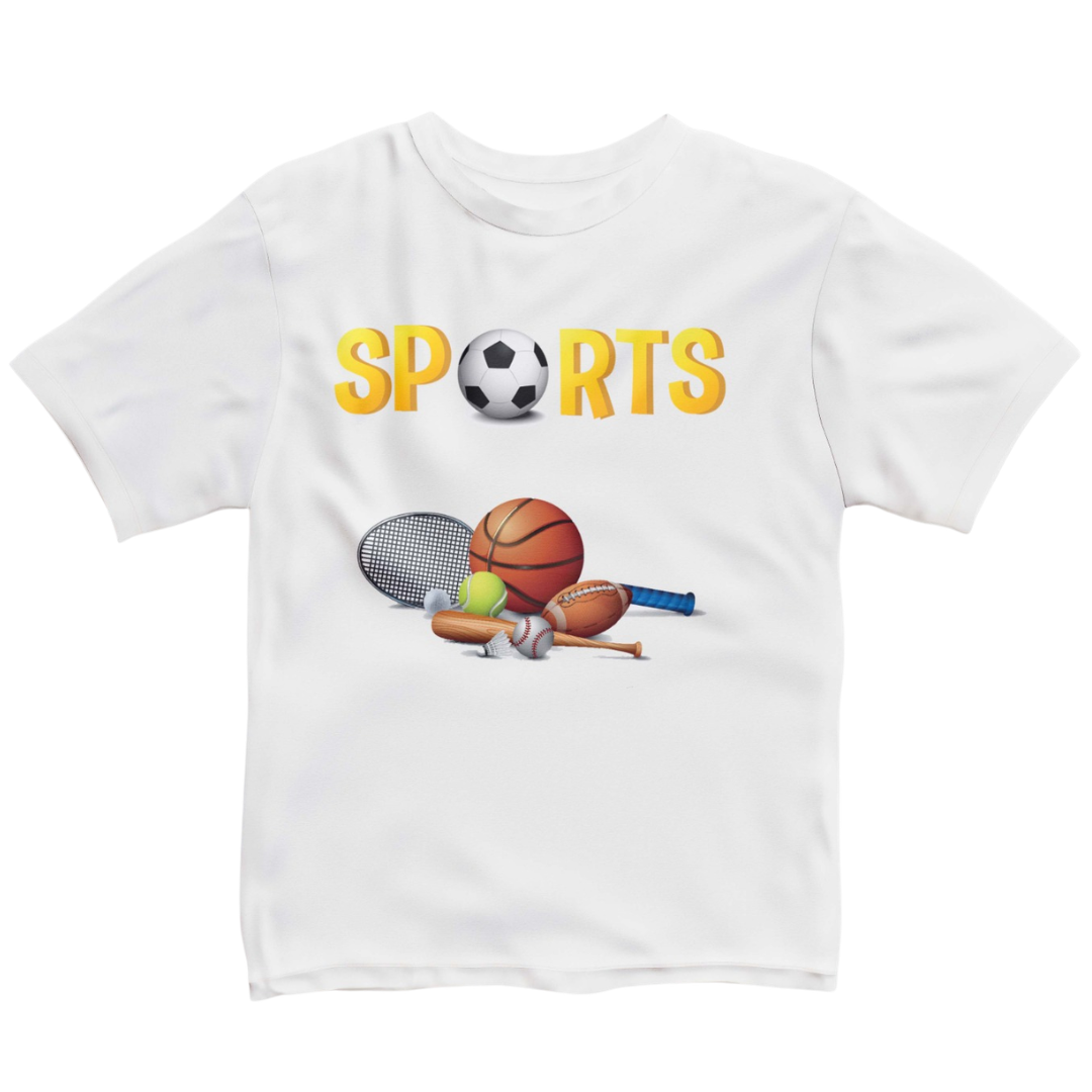 White Sports Print T-Shirt