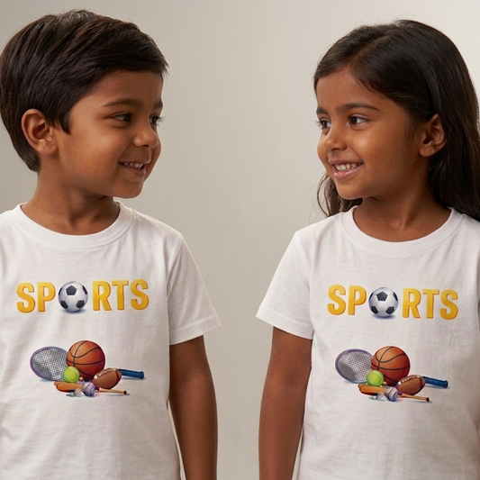 White Sports Print T-Shirt