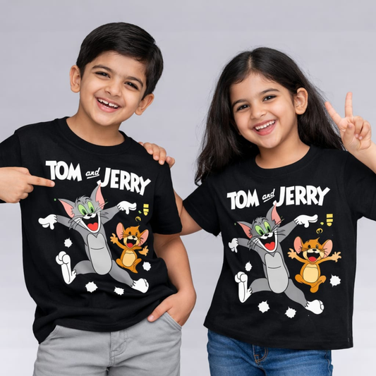 Black Tom & Jerry Print T-Shirt