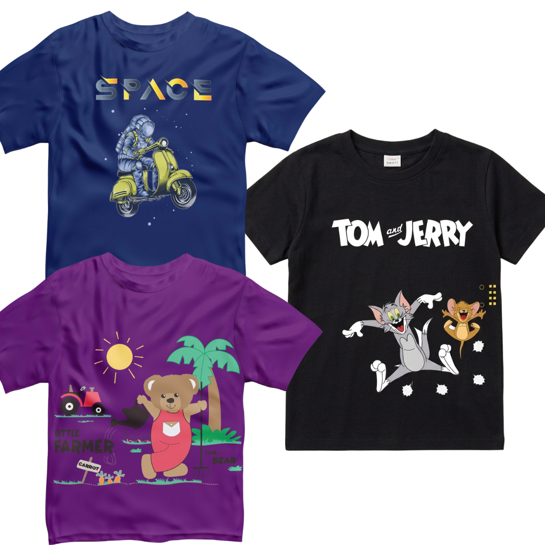 Tom & Jerry, Space & Farmer Tees (Pack of 3)