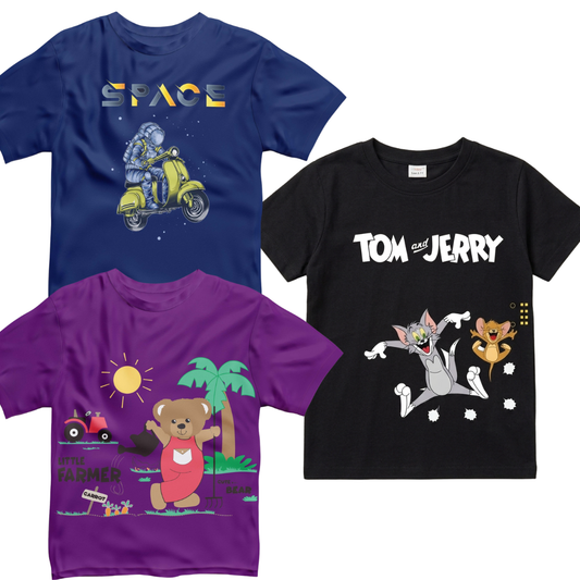 Tom & Jerry, Space & Farmer Tees (Pack of 3)