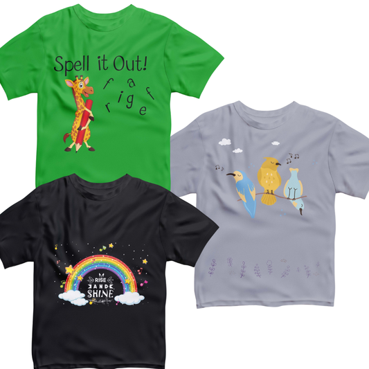 Nasa, Giraffe & Birds Tees (Pack of 3)