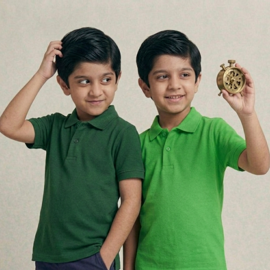 Bottle & Parrot Green Plain Polo(Pack of 2)