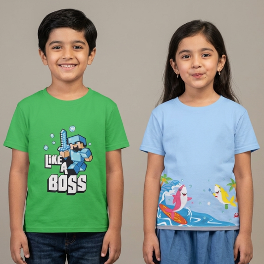 Junior Gamer & Sea Life Tees (Pack of2)