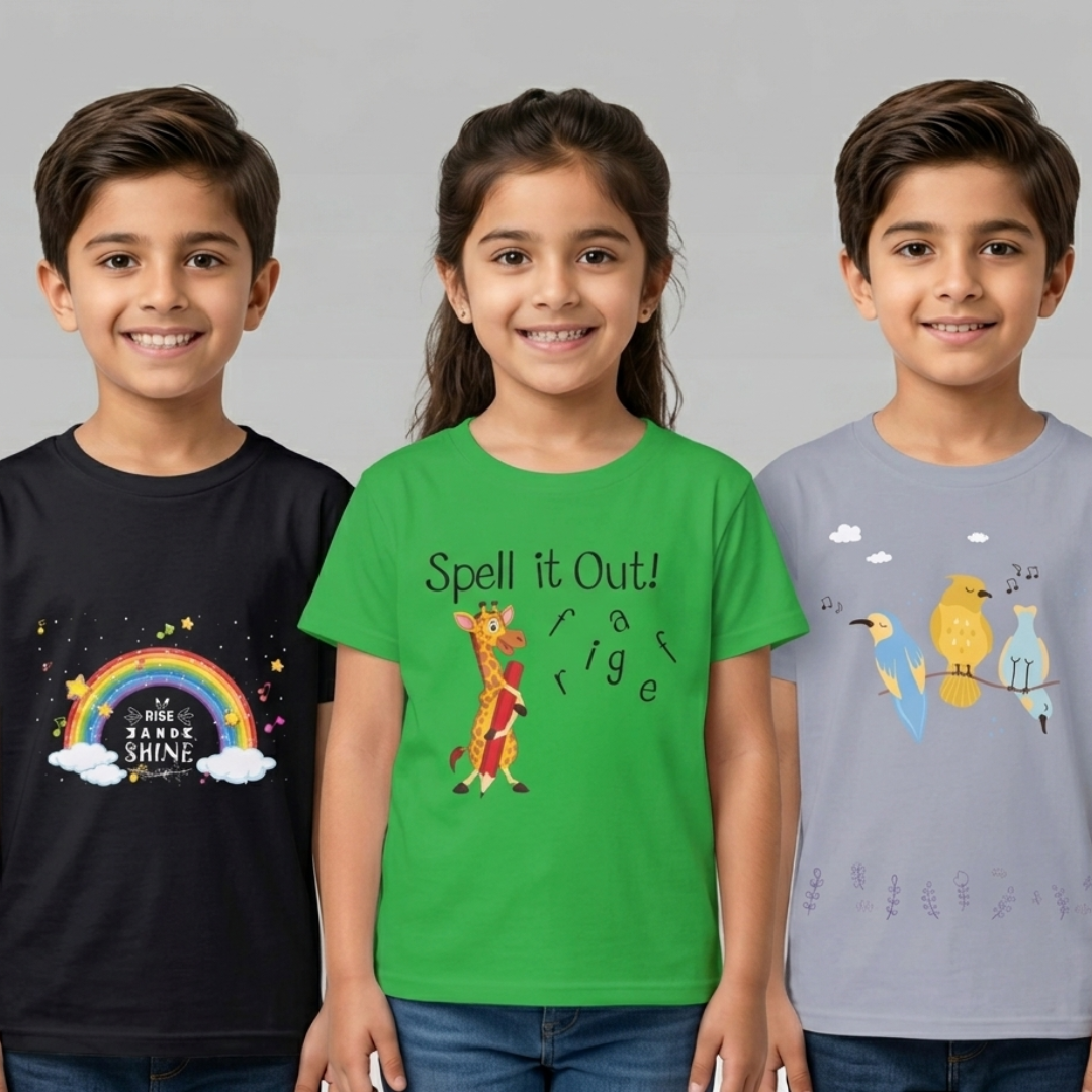 Nasa, Giraffe & Birds Tees (Pack of 3)