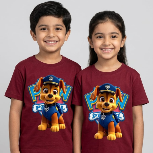 Maroon Chase Print T-Shirt