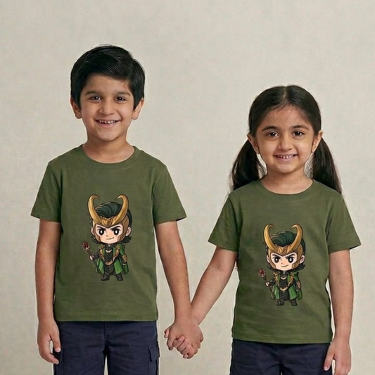 Olive Green Loki Print T-Shirt