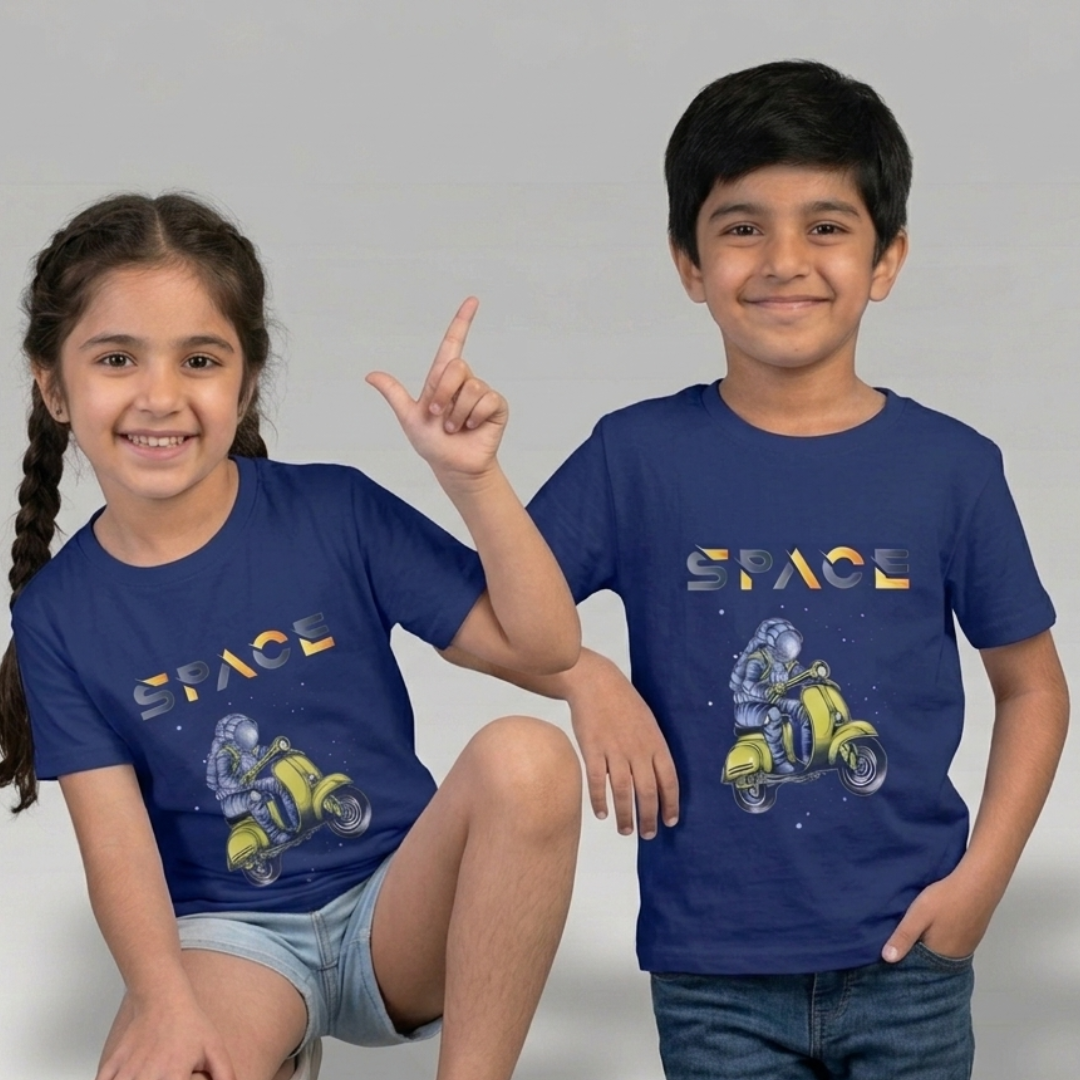 Blue Space Print T-Shirt