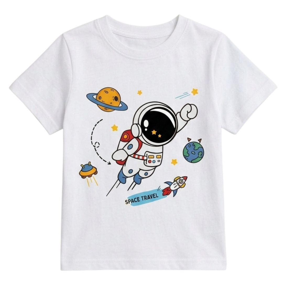 White Astronaut Print T-Shirt