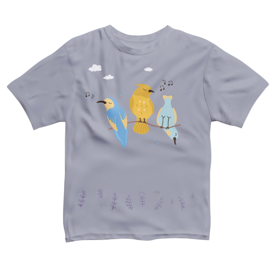 Grey Bird Print T-Shirt