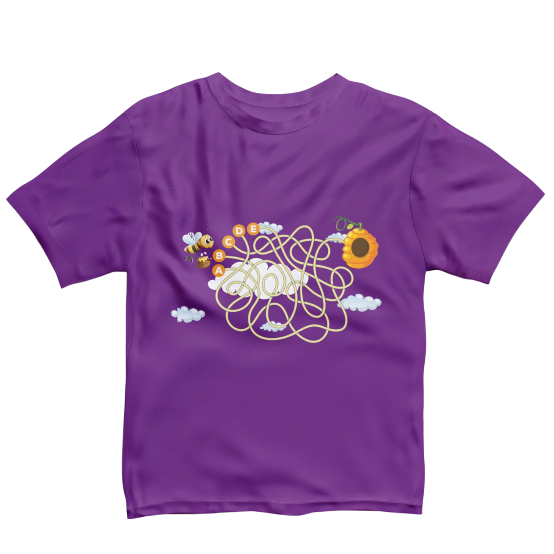 Purple Honey Bee Print T-Shirt