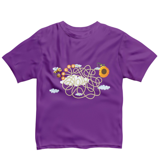 Purple Honey Bee Print T-Shirt