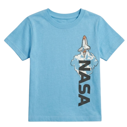 Sky Blue Nasa Print T-Shirt