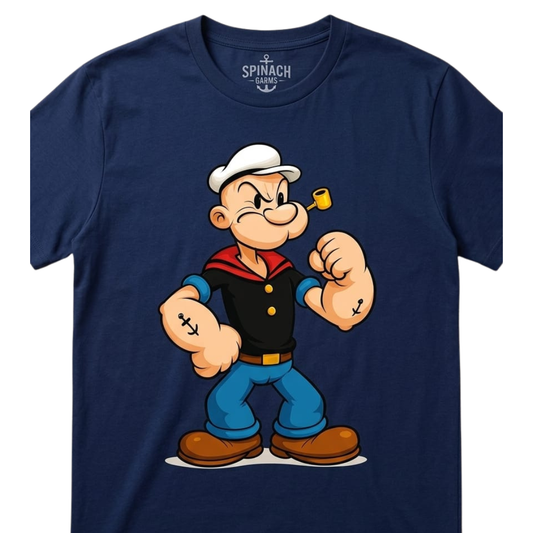 Navy Blue Popeye Sailor Print T-Shirt